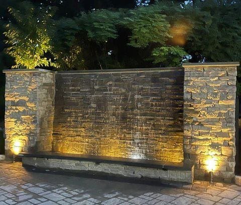 LED-Lit Stone Wall Cascade