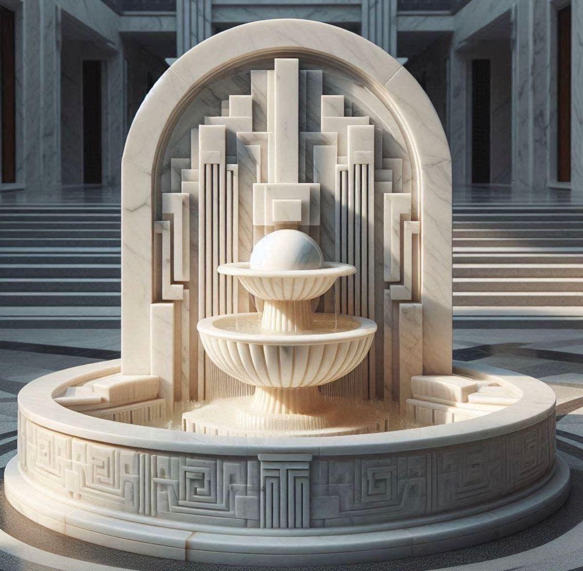 Tiered stone fountain at a private residence